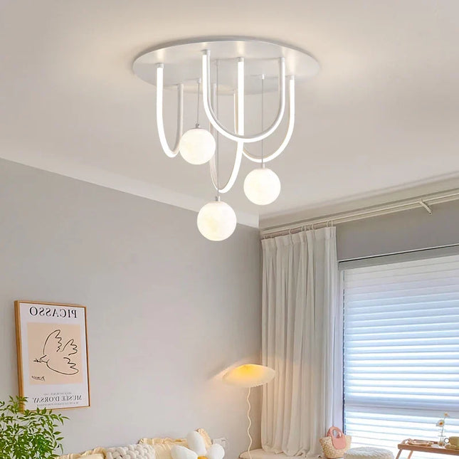 Lustre suspension 3D LED boule ronde lune intérieure — LZ4X9P