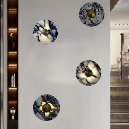 Applique murale en marbre naturel et métal doré avec éclairage LED 3000K — LZ4G7XQ