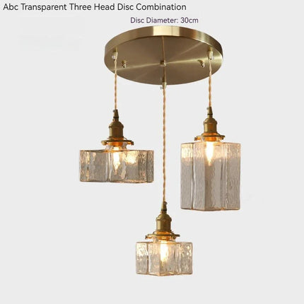 Suspension LED vintage en verre et laiton style japonais — LZ4P9XQ