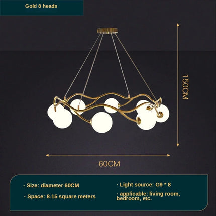 Lustre royal de luxe doré avec boule en verre LED — LZ4P9XQ