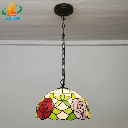 Lustre suspension style pastoral en verre teinté pour véranda et restaurant — LZ4P9XQ