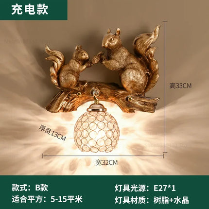 Applique murale LED design nordique en résine écureuil pour intérieur — LZ4X9T2