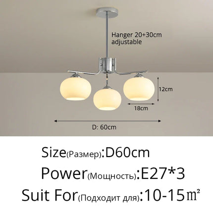 Lustre suspension nordique en verre blanc pour plafond — LZ4M9Q2