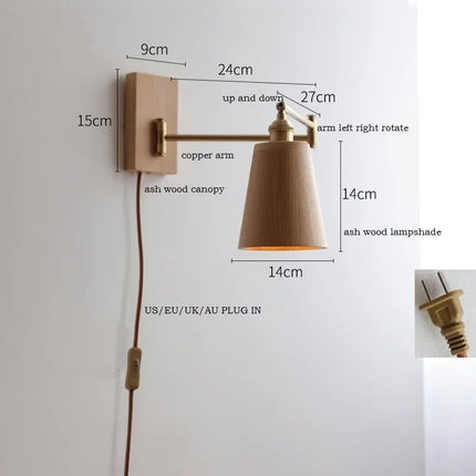 Applique murale LED en bois de frêne et noyer — LZ4X9T2