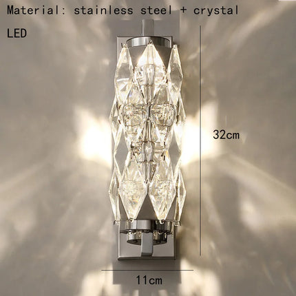 applique murale led moderne en verre de cristal avec 3 gradations variables
