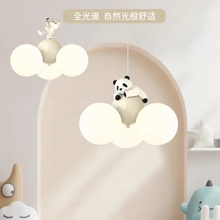 Suspension moderne créative forme lune avec motif panda pour chambre enfant — LZ4X9Q