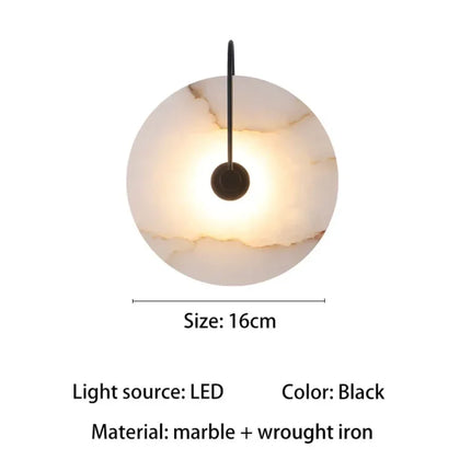 Applique murale LED marbre moderne luxe noir or