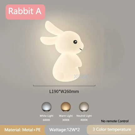Applique murale enfant avec motif lapin, carotte et nuage lumineux — LZ4T9Q2N