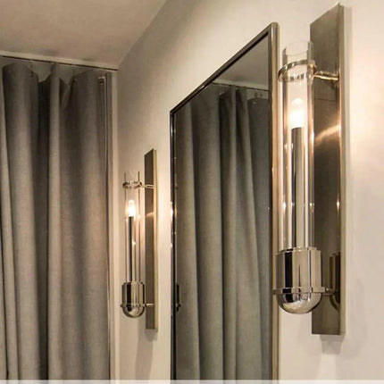 Applique murale en acier inoxydable avec tube en verre — LZ4X9P2