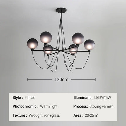 Lustre suspension boule en verre style industriel rétro — LZ4X9M