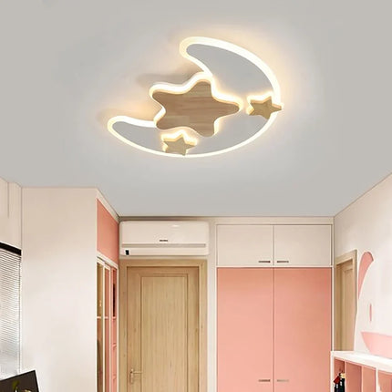 Plafonnier LED enfant avec motifs étoiles et lune, luminosité réglable — LZ4X9M