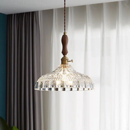 Suspension nordique en bois, verre et laiton au style rustique moderne — LZ4X9B