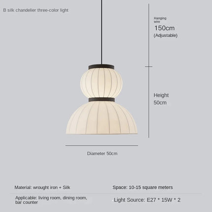 Lustre suspension ovale en tissu style soie japonaise — LZ4X9P2