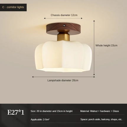Plafonnier vintage en verre et noyer pour éclairage intérieur — LZ4D7XQ