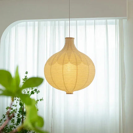 Suspension ronde en papier japonais avec lumière décorative — LZ4X9T