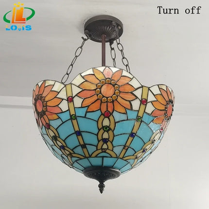 Lustre inversé style Tiffany en verre antique pour intérieur — LZ4G7XQ
