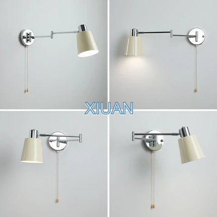 Applique murale LED à bras pivotant avec abat-jour en tissu plissé et métal — LZ4X9JQ