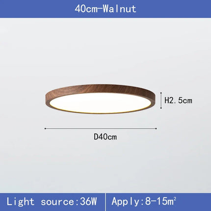 plafonnier led ultra-mince circulaire grain de bois 3 tons lumière