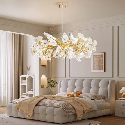 Lustre en céramique à motifs floraux français pour décoration romantique — LZ4X9P2