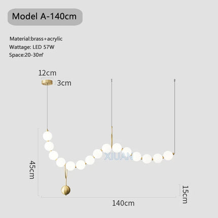 Lustre suspension blanc en acrylique orné de perles — LZ4X9Q2