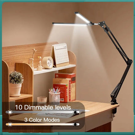 Lampe de bureau LED double tête réglable avec port USB — LZ4X9P2