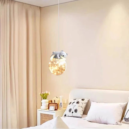 Lustre moderne mignon avec ours et lapin pour chambre d’enfants — LZ4Q7M9