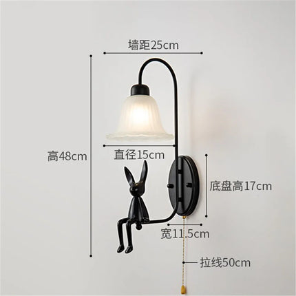Applique murale rétro en verre noir avec interrupteur à tirette — LZ4Q7M9