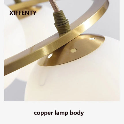 Lustre suspension nordique 4 ampoules verre et cuivre — LZ4X9P