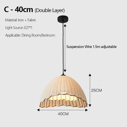 Suspension nordique en tissu avec abat-jour en paille pour intérieur — LZ4X9M