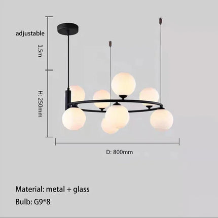 Nordique créatif boule de verre lustre circulaire salon chambre lumière enfants étude magasin de vêtements Restaurant haricot magique
