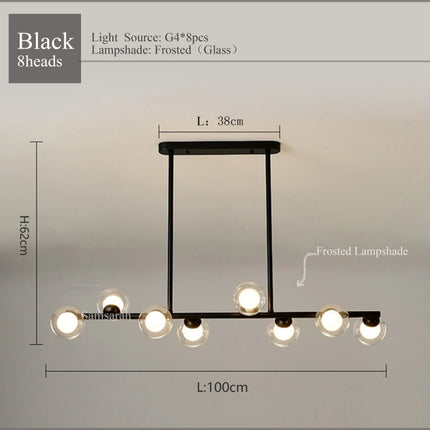 2024Modern LED Chandelier Black and Gold Long Glass Ball Chandeliers for Living Room Dinning Room Lustre,Samsarah Lighting