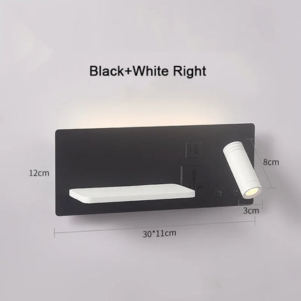 Applique murale avec lampe de chevet, chargeur sans fil USB-C et projecteur rotatif — LZ4X9P2