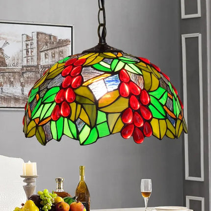 Lustre suspension en verre coloré style Tiffany européen rétro — LZ4G7X2
