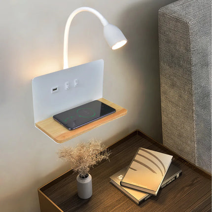 Applique murale LED intérieure rotative 360° sans fil USB avec interrupteur — LZ4X9P2