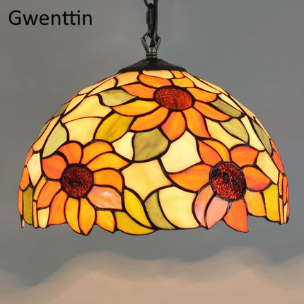 Suspension en verre teinté style Tiffany pour décoration moderne — LZ4X9M