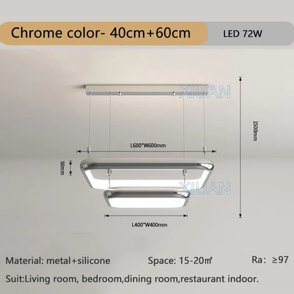 lustre moderne led suspension carrée perle pour maison