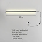 60cm-Noir-Interrupteur / Lumière blanche