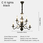 C 6 feux noir / Lumière chaude / CHINE