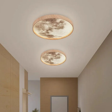 Plafonnier LED nordique en bois forme lune — LZ4X9T1