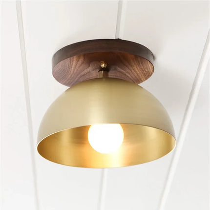 Plafonnier nordique en laiton et bois massif design moderne — LZ4X9T2