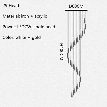Lustre LED minimaliste moderne pour escalier de duplex ou loft — LZ4X9P2
