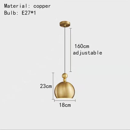 suspension vintage en cuivre avec 	 réglable