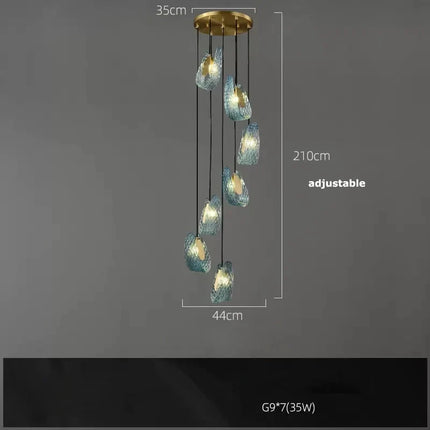 Suspension en verre bleu design pour couloir et chambre — LZ4X9T