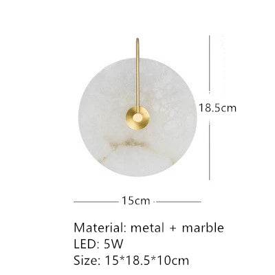 Applique murale ronde en marbre naturel et métal doré LED — LZ4X9P2