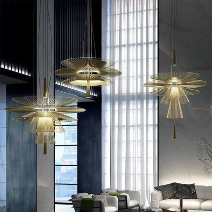 lustre de luxe sandyha led en métal lampe suspendue décorative