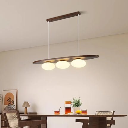 Lustre en bois massif avec suspension en verre artistique — LZ4X9T