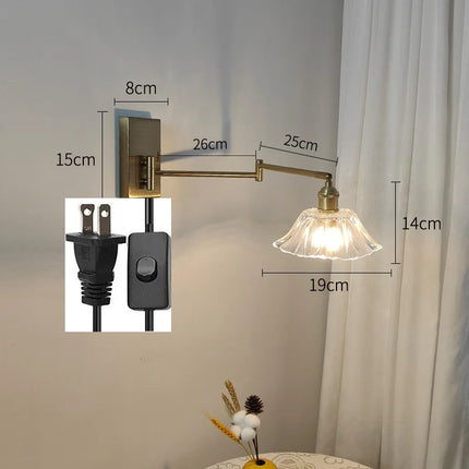 IWHD tirer chaîne verre applique murale LED applique bras gauche droite rotation chambre salon lumières nordique moderne à côté lampe Wandlamp