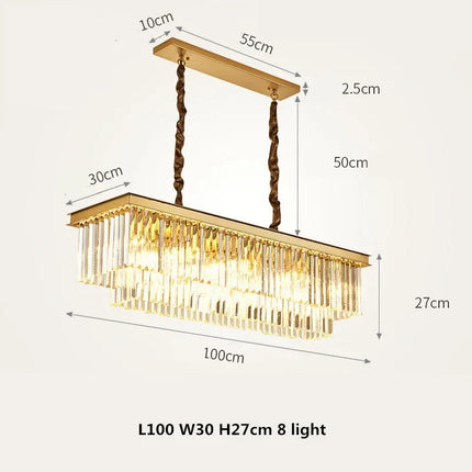 Lustre suspension en métal avec chaîne et cristal décoratif — LZ4X9P