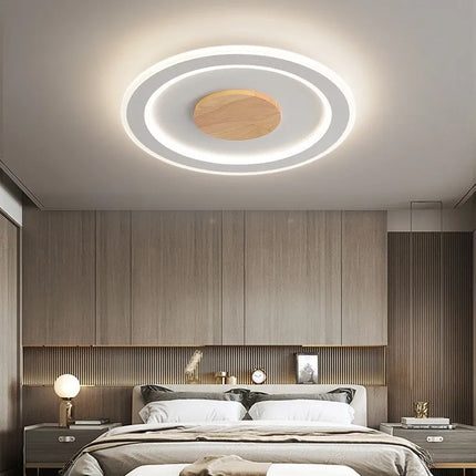Plafonnier LED ultra-mince en bois massif style nordique moderne — LZ4XJ9