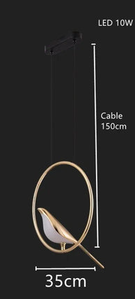 Lustre suspension oiseau doré style nordique pour intérieur — LZ4X9P2